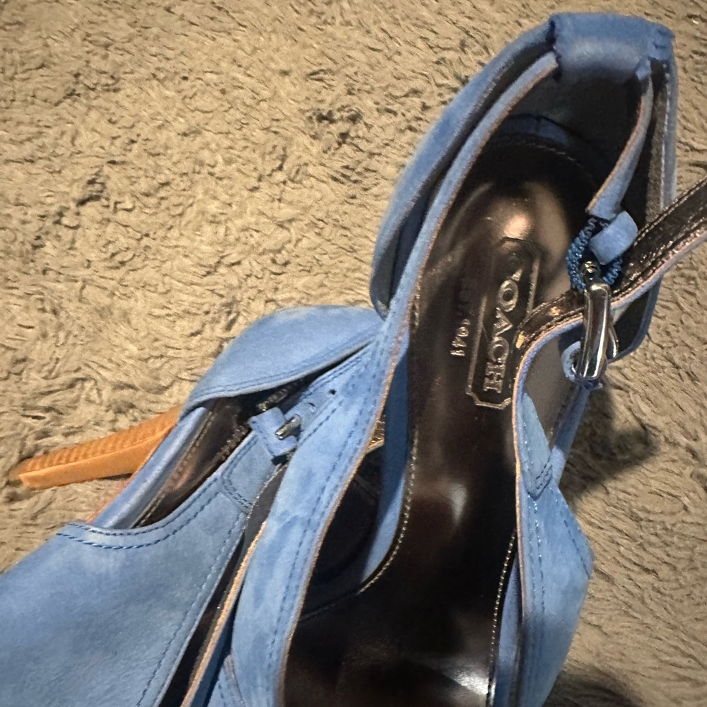 Coach Blue Open-Toe Heels - Picture 4 of 16